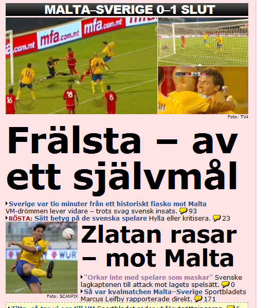 Malta - Sverige efter